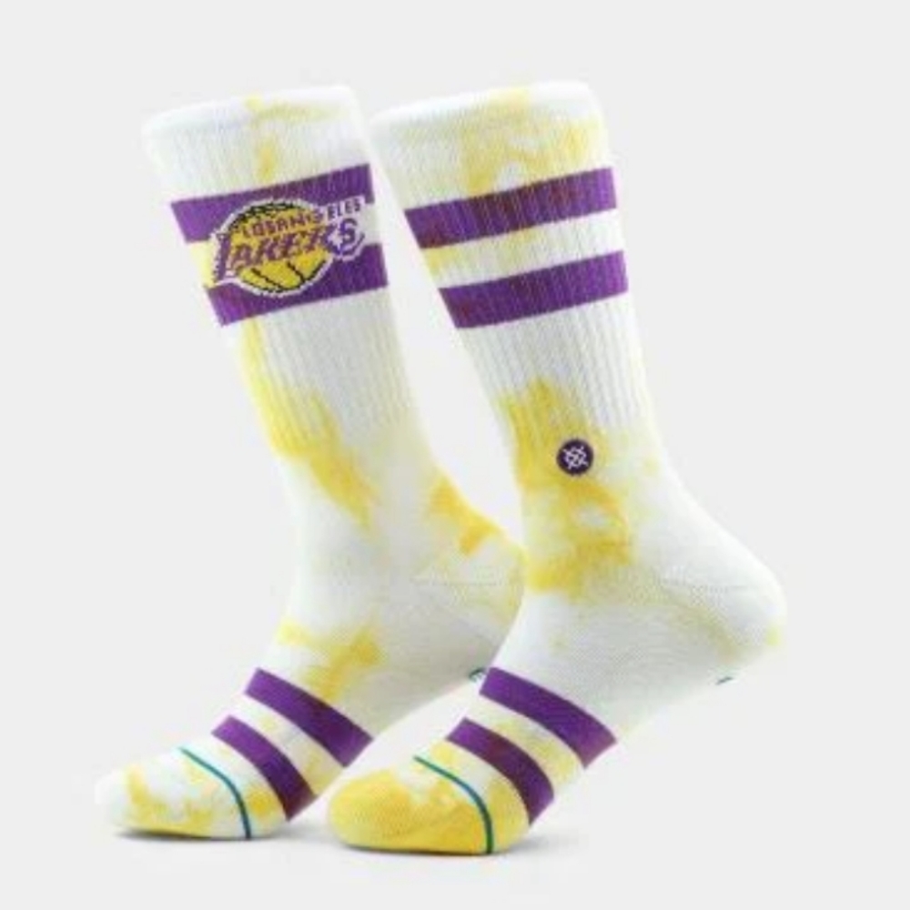 NWT Men's Los Angeles Lakers Tie Dye Stance Crew Socks - Picture 9 of 15